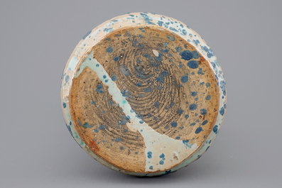 A blue and white Spanish splattered albarello, 18th C.