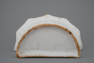 A white Delft pottery wall flower holder, 18th C.