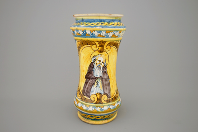 An Italian maiolica albarello, Palermo, 17th C.