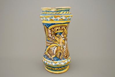 An Italian maiolica albarello, Palermo, 17th C.