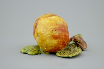 A pair of hanging apples in Dutch Delftware, 18th C.