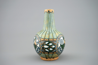A Boch Keramis vase with a cockerel, 1st half 20th C.