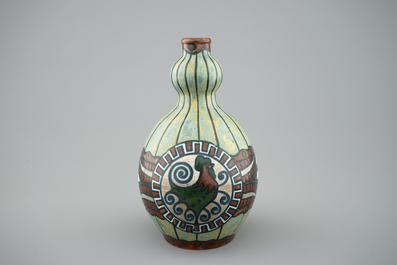 Un vase bouteille en gr&egrave;s de Boch K&eacute;ramis, 20&egrave;me