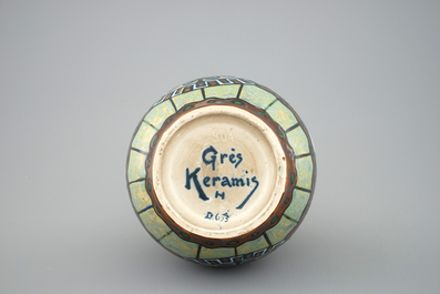 Un vase bouteille en gr&egrave;s de Boch K&eacute;ramis, 20&egrave;me