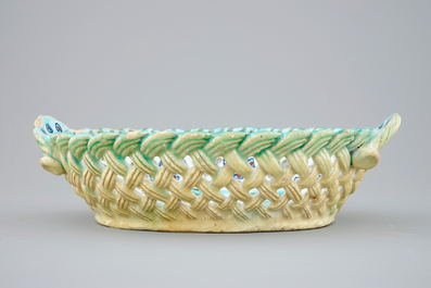 A Brussels faience basket with butterflies and caterpillars, 18th C.