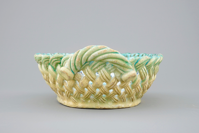 A Brussels faience basket with butterflies and caterpillars, 18th C.