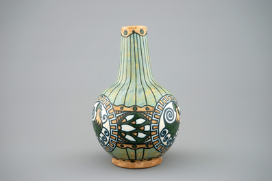 A Boch Keramis vase with a cockerel, 1st half 20th C.