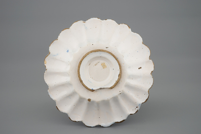 A blue and white lobed dish, probably Haarlem, 17th C.