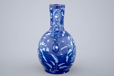 A Dutch Delft "Bleu Persan" decorated jug, ca. 1700