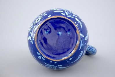 A Dutch Delft "Bleu Persan" decorated jug, ca. 1700