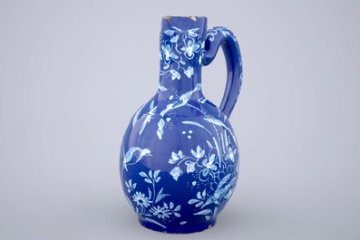 A Dutch Delft "Bleu Persan" decorated jug, ca. 1700
