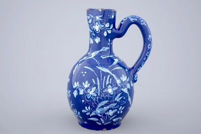 A Dutch Delft "Bleu Persan" decorated jug, ca. 1700
