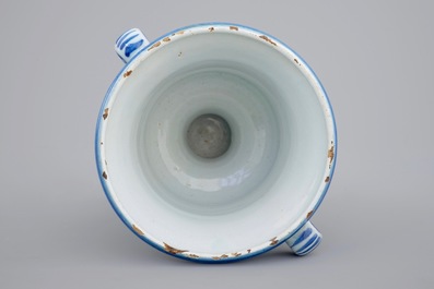 A Dutch Delft blue and white urn-shaped garden vase, 18th C.