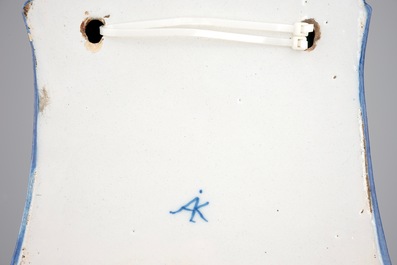 A massive blue and white Dutch Delft cistern with pewter spout, 18th C.