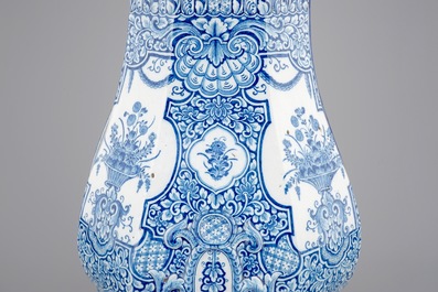 A massive blue and white Dutch Delft cistern with pewter spout, 18th C.