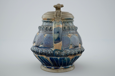 A pewter-mounted Muskau stoneware stein, dated 1660
