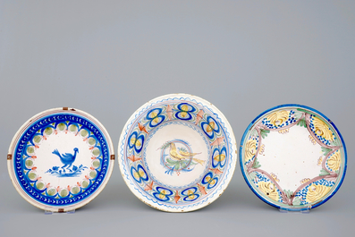 19th C. Spanish Talavera ceramics: five dishes and a bowl
