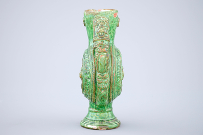 A green glazed Saintonge relief decorated jug, France, 17th C.
