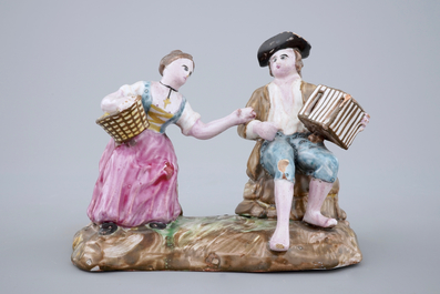 A French faience group, Luneville, 18th C.