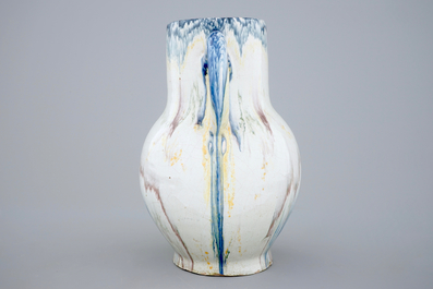 A French faience faux-marbre jug, Rouen, Poterat workshop, 18th C.