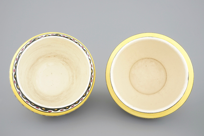 Een lot Boch K&eacute;ramis art deco: drie cachepots en een vaas, 20e eeuw
