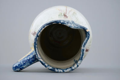 A French faience faux-marbre jug, Rouen, Poterat workshop, 18th C.