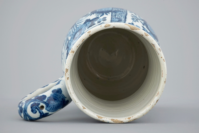 A blue and white Dutch Delft jug in Japanese style, ca. 1700