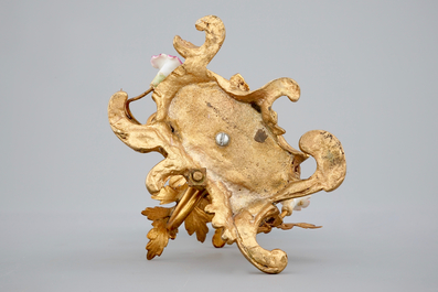 A Meissen porcelain sheep with gilt bronze candelabra mount, 19th C.
