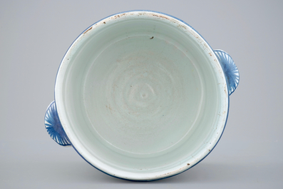 A polychrome French faience wine cooler, Rouen, 19th C.