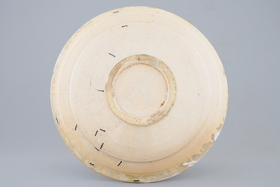 A large blue and white dish with biblical scene, Harlingen, Friesland, 18th C.