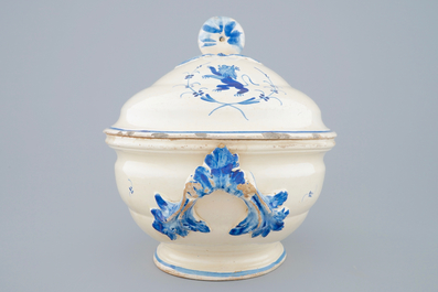 A blue and white tureen and cover, Andenne, 19th C.