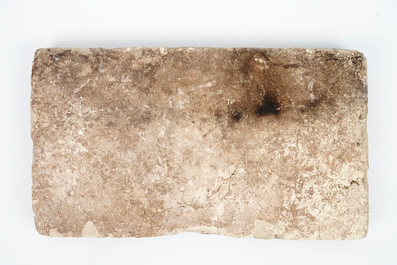 A Spanish socarrat or roof tile with a buck, Paterna, 14/15th C.