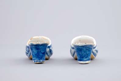 A pair of Dutch Delft blue and white shoes, 18th C.