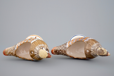 A pair of Spanish bird-shaped tureens, Alcora, 18th C.