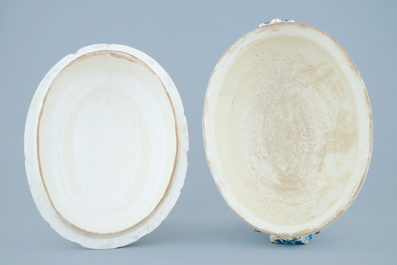 A blue and white tureen and cover, Andenne, 19th C.