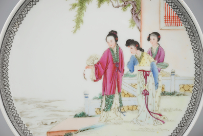A set of three Chinese Republic famille rose plates, 20th C.