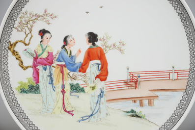 A set of three Chinese Republic famille rose plates, 20th C.