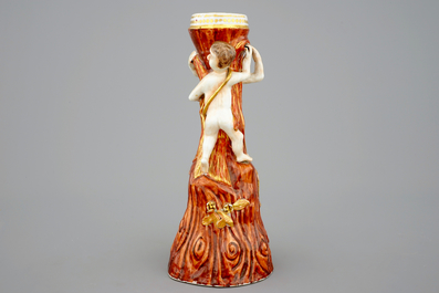 A Chinese export porcelain faux bois fruit bowl stand, Qianlong, 18th C.