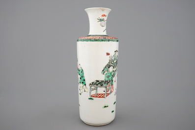 A fine Chinese famille verte porcelain vase, 19th C.