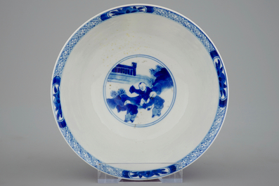 A Chinese blue and white bowl with six-character mark of Chenghua, Kangxi
