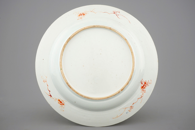 A Chinese famille verte dish with ducks in a pond, Kangxi