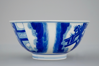 A Chinese blue and white bowl with six-character mark of Chenghua, Kangxi