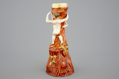 A Chinese export porcelain faux bois fruit bowl stand, Qianlong, 18th C.