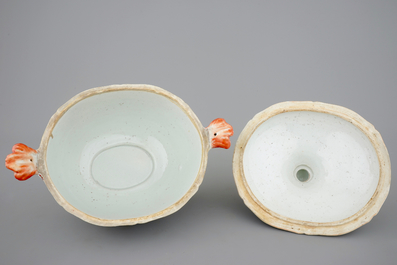 A Chinese famille rose export tureen and cover on stand, Qianlong, 18th C.
