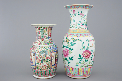 Two Chinese famille rose vases, 19th C.