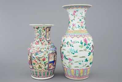 Two Chinese famille rose vases, 19th C.