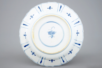 A Chinese blue and white kraak style plate, Kangxi