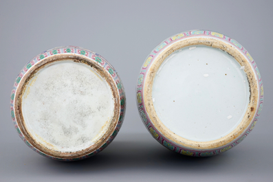 Two Chinese famille rose vases, 19th C.