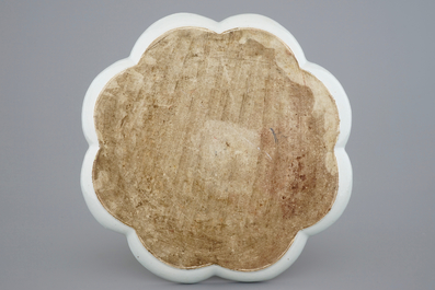 A large Chinese famille rose flower-shaped dish with mandarin ducks, Yongzheng/Qianlong
