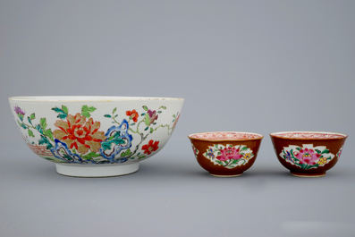 A large collection of Chinese famille rose, Imari and Batavia ware porcelain, Qianlong, 18th C.
